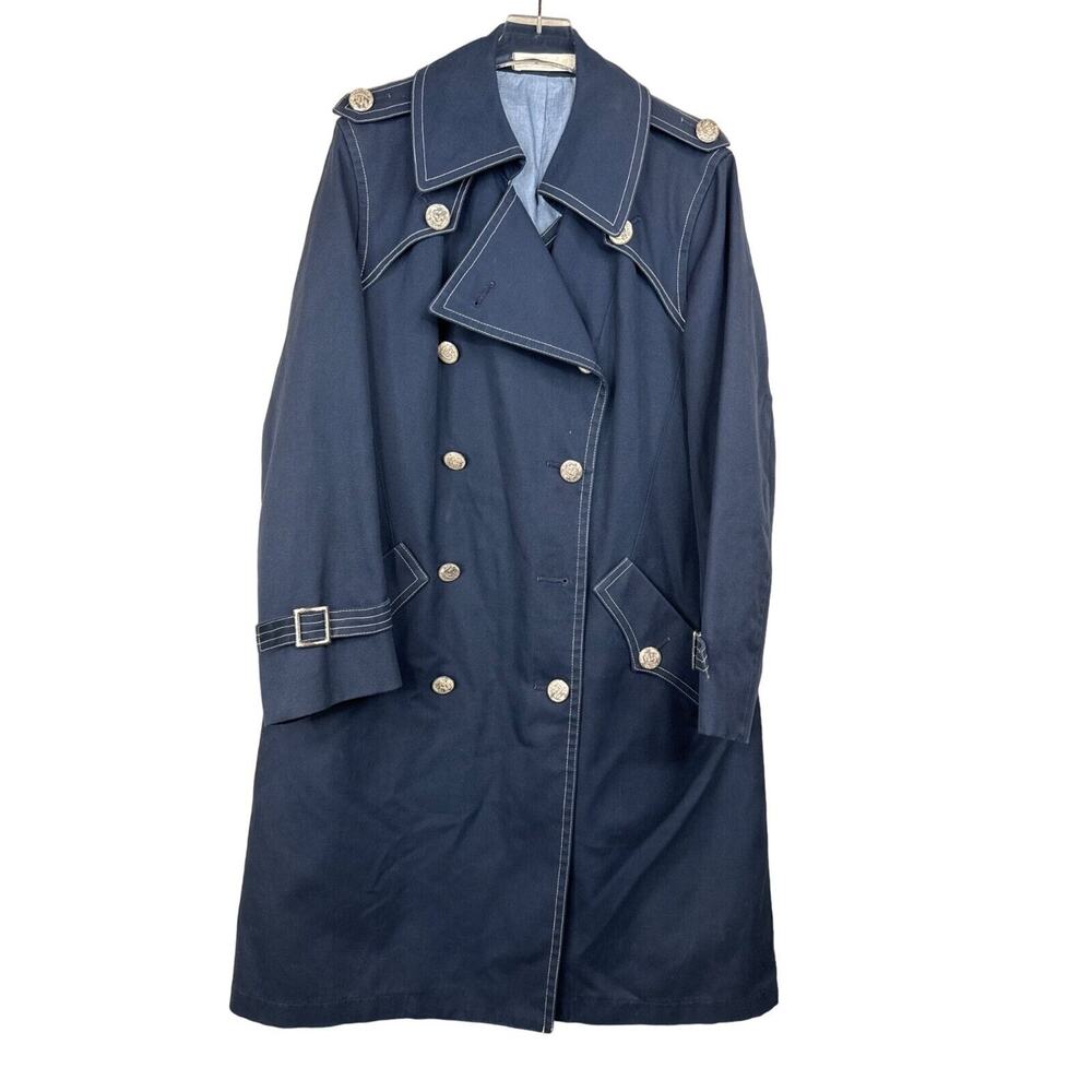 Vintage Wear In Good Health Navy‎ Double-Breasted Trench Coat Junior 11 Nautical
